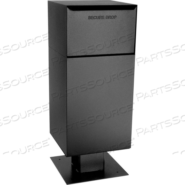 DEPOSIT VAULT MAILBOX AND PARCEL DROP WITH PEDESTAL DVCS0030 - REAR ACCESS - BLACK by Dvault Company