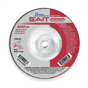 DEPRESSED CTR WHL T27 4.5X1/4X5/8-11 AO by United Abrasives-Sait