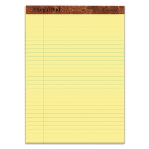 "THE LEGAL PAD" RULED PERFORATED PADS, WIDE/LEGAL RULE, 50 CANARY-YELLOW 8.5 X 11 SHEETS by Tops "THE LEGAL PAD" RULED PERFORATED PADS, WIDE/LEGAL RULE, 50 CANARY-YELLOW 8.5 X 11 SHEETS by Tops