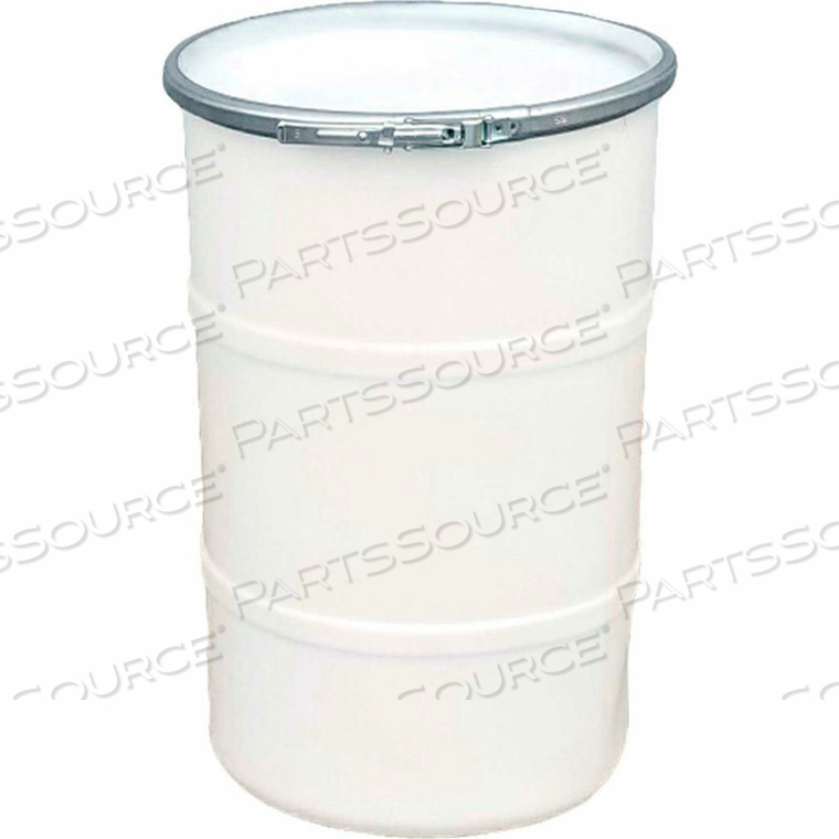 30 GALLON PLASTIC DRUM SS-OH-30 - OPEN HEAD WITH PLAIN LID - LEVER LOCK - NATURAL 