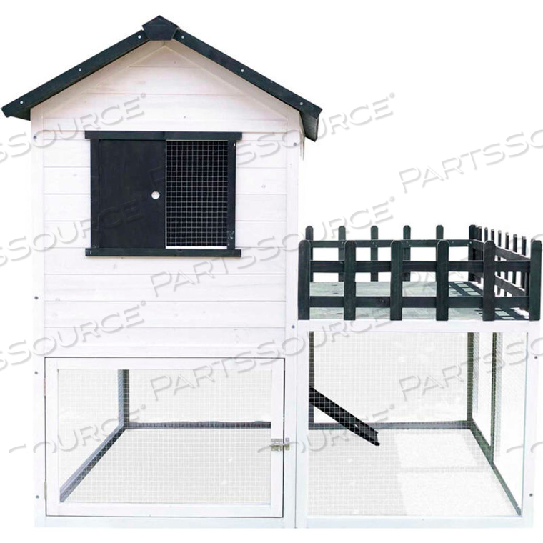 HANOVER ELEVATED WOODEN CHICKEN COOP WITH RAMP, PLANTING AREA, WIRE MESH RUN, WATERPROOF ROOF by Almo