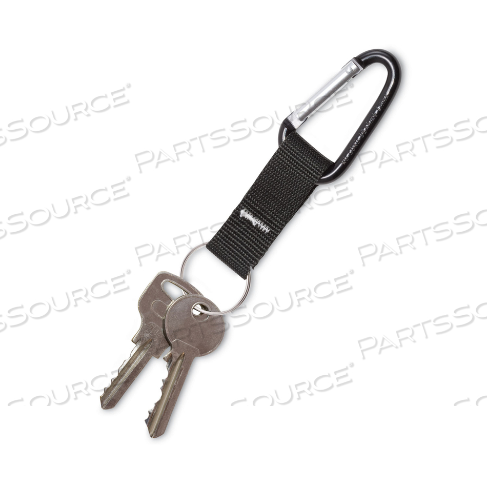 CARABINER KEY CHAINS, SPLIT KEY RINGS, ALUMINUM, BLACK by Advantus