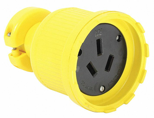 STRAIGHT BLADE CONNECTOR, 10-50R, 50 A, 125/250V AC, 3 POLES, YELLOW by KH Industries