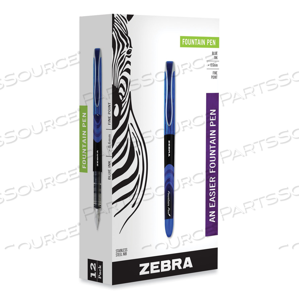 FOUNTAIN PEN, FINE 0.6 MM, BLUE INK, BLUE by Zebra Pen Corporation