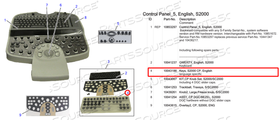 KEYS, S/SC2000 CP ENGLISH, FOR USE WITH: FOR GENERAL ULTRASOUND by Siemens Medical Solutions