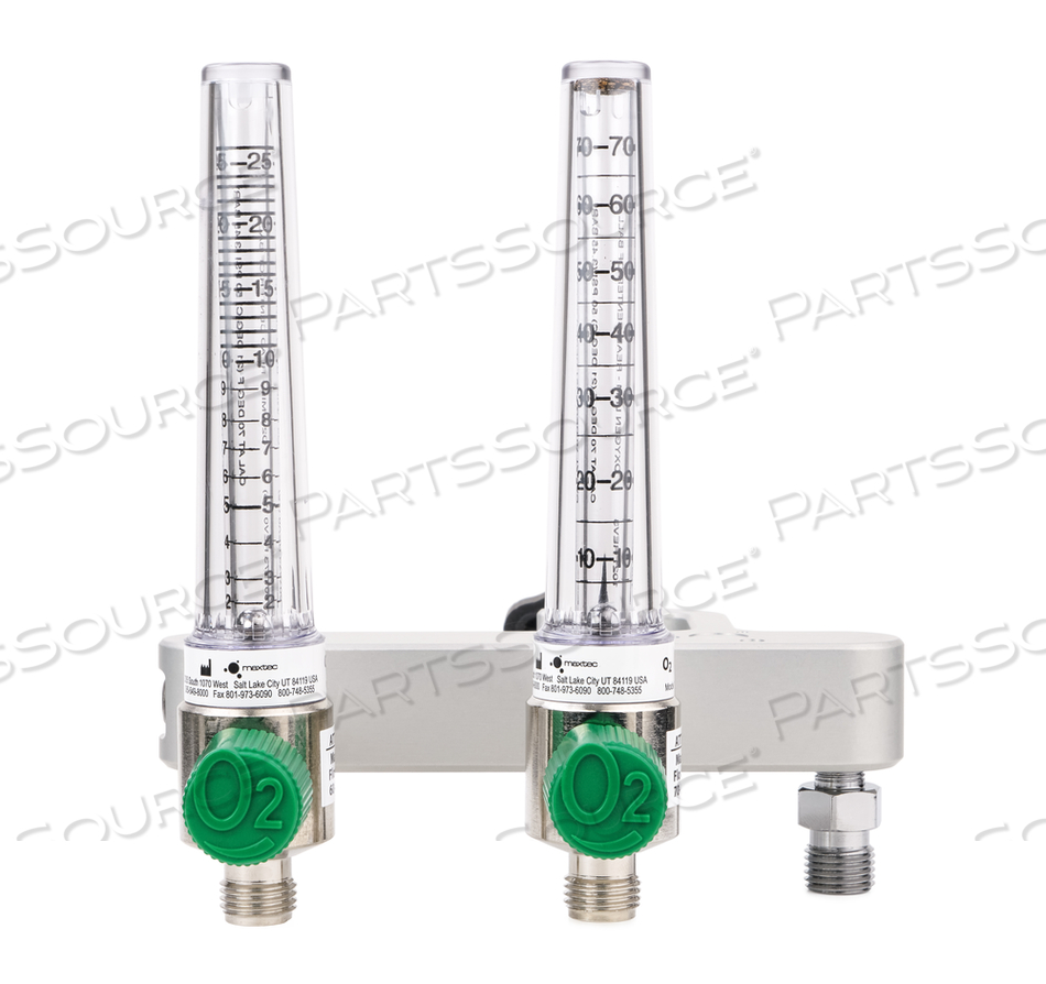 FLOW METER MANIFOLD, 4 POSITIONS, ACRYLIC, 2 TO 26 LPM/0 TO 70 LPM FLOW, DUAL by Maxtec