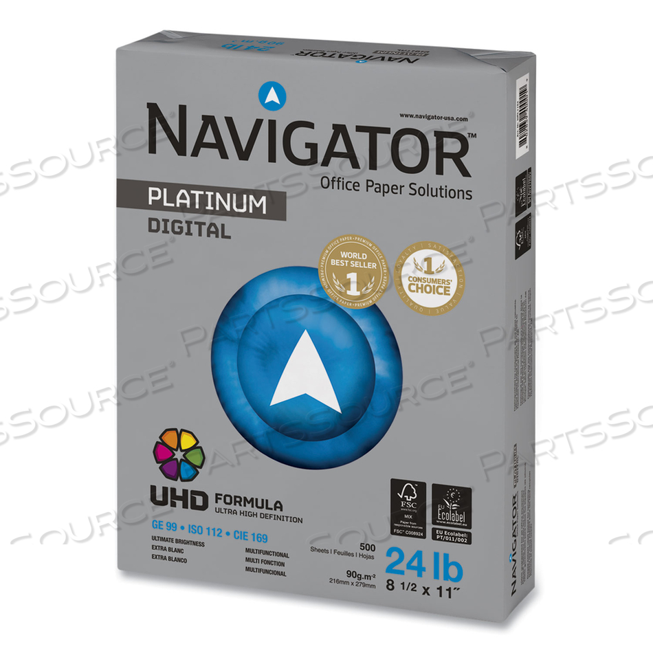 PLATINUM PAPER, 99 BRIGHT, 24 LB BOND WEIGHT, 8.5 X 11, WHITE, 500 SHEETS/REAM by Navigator PLATINUM PAPER, 99 BRIGHT, 24 LB BOND WEIGHT, 8.5 X 11, WHITE, 500 SHEETS/REAM by Navigator