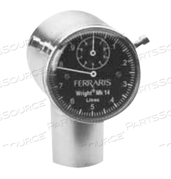 10L/1L 22MM MALE CHROMED BRASS DIAL DISPLAY SMALL FACE MARK 14 ANALOG RESPIROMETER by Anesthesia Associates