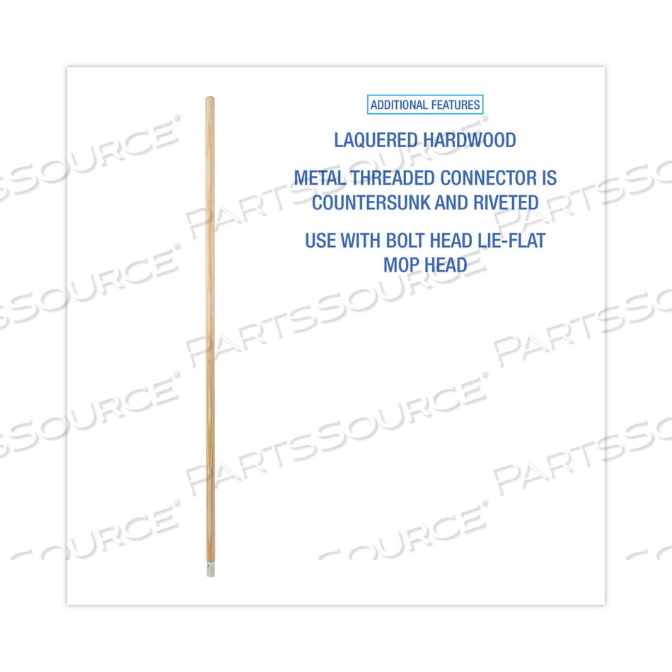 LIE-FLAT SCREW-IN MOP HANDLE, LACQUERED WOOD, 1.13" DIA X 54", NATURAL by Boardwalk