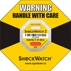 SPOTSEE 2 SERIALIZED FRAMED IMPACT INDICATORS, 25G RANGE, YELLOW, 50/BOX by Shockwatch Inc