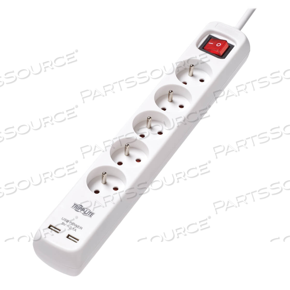 POWER STRIP 5-OUTLET FRENCH TYPE E OUTLET 220-250V USB CHARGING by Tripp Lite