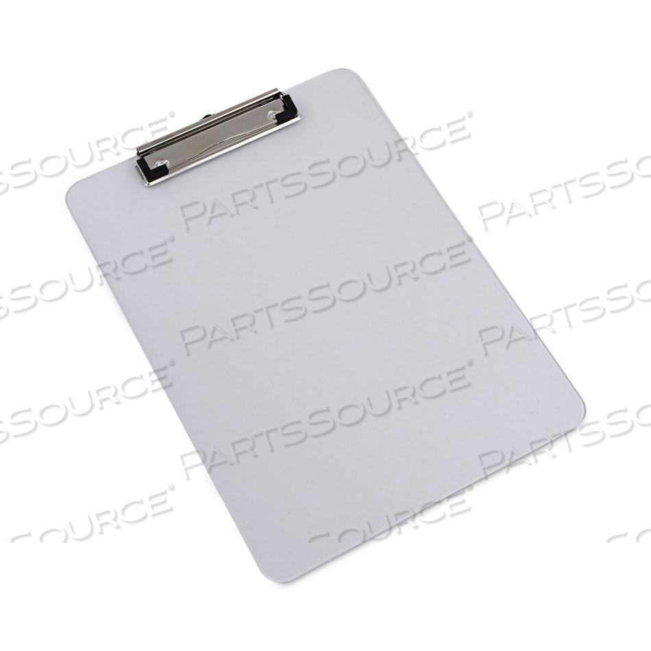 PLASTIC CLIPBOARD WITH LOW PROFILE CLIP, 0.5" CLIP CAPACITY, HOLDS 8.5 X 11 SHEETS, CLEAR by Universal