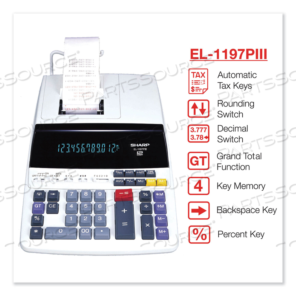 EL1197PIII TWO-COLOR PRINTING DESKTOP CALCULATOR, BLACK/RED PRINT, 4.5 LINES/SEC by Sharp Electronics Corporation