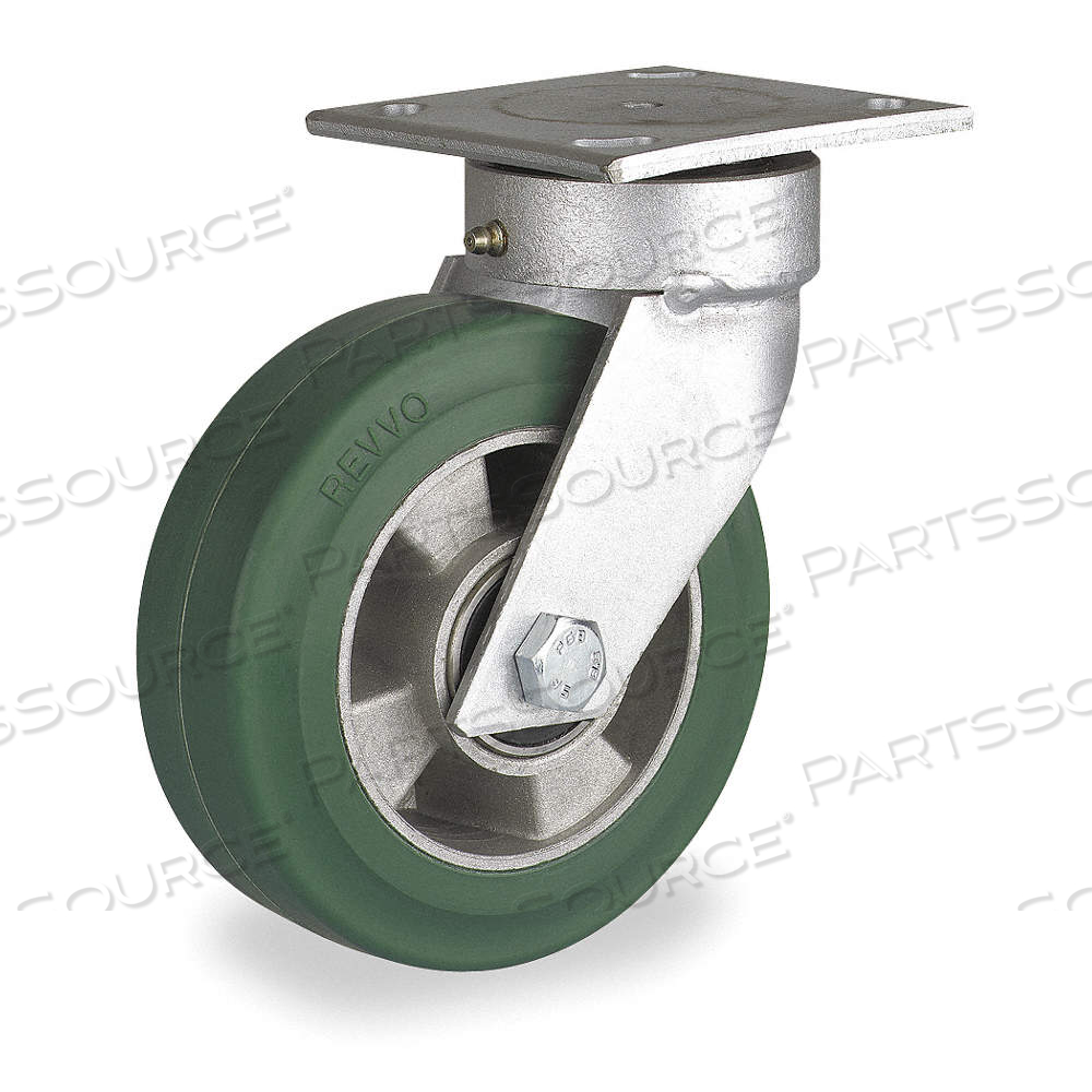 KINGPINLESS PLATE CASTER, 8 IN WHEEL DIA., 880 LB, 9 1/2 IN MOUNTING HT, RUBBER by Approved Vendor