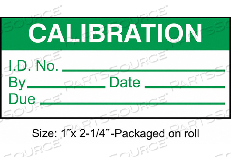 CALIBRATION LABEL ENG GREEN/WHITE PK250 by Strance, Inc.