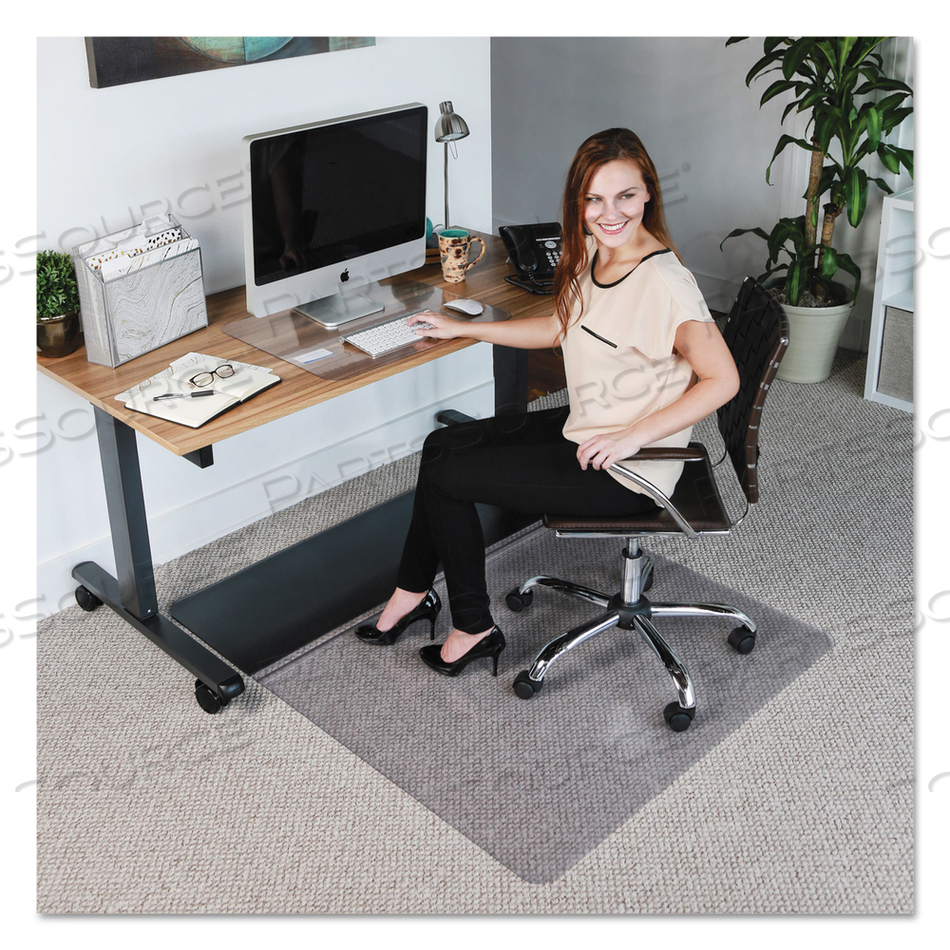 SIT OR STAND MAT FOR CARPET OR HARD FLOORS, 45 X 53, CLEAR/BLACK 