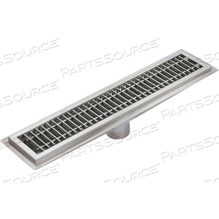 FLOOR WATER RECEPTACLE WITH STAINLESS STEEL GRATING & 1 CENTER DRAIN 