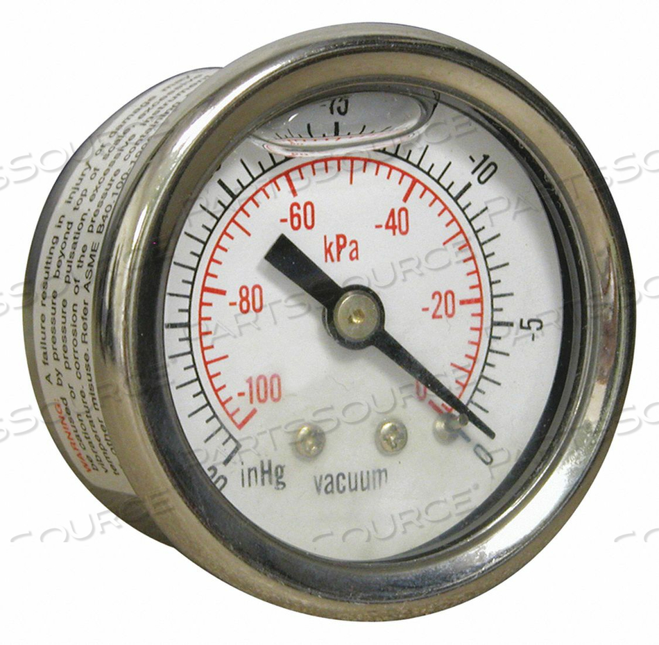 VACUUM GAUGE 1-1/2 DIAL SIZE SILVER by Winters Instruments VACUUM GAUGE 1-1/2 DIAL SIZE SILVER by Winters Instruments