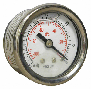 VACUUM GAUGE 1-1/2 DIAL SIZE SILVER by Winters Instruments VACUUM GAUGE 1-1/2 DIAL SIZE SILVER by Winters Instruments