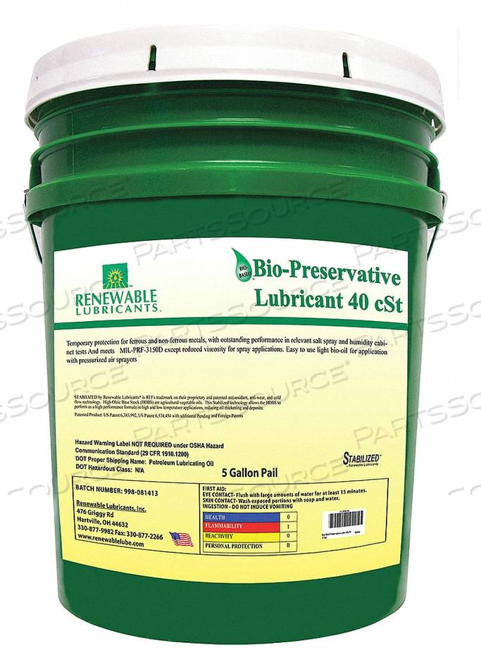 5 GAL. PAIL LUBRICANT by Renewable Lubricants