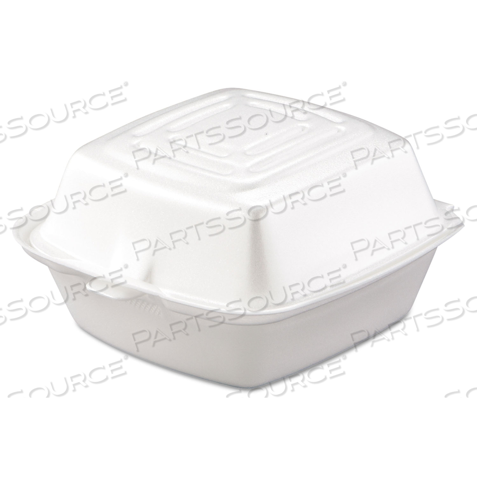 FOAM HINGED LID CONTAINERS, 5.38 X 5.5 X 2.88, WHITE by Dart Container Corporation FOAM HINGED LID CONTAINERS, 5.38 X 5.5 X 2.88, WHITE by Dart Container Corporation