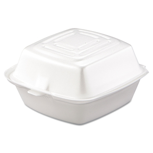 FOAM HINGED LID CONTAINERS, 5.38 X 5.5 X 2.88, WHITE, 500/CARTON by Dart Container Corporation FOAM HINGED LID CONTAINERS, 5.38 X 5.5 X 2.88, WHITE, 500/CARTON by Dart Container Corporation