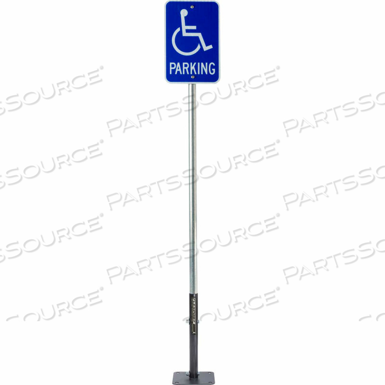 RIGID GALVANIZED SIGN POST, 8'H, ASPHALT 