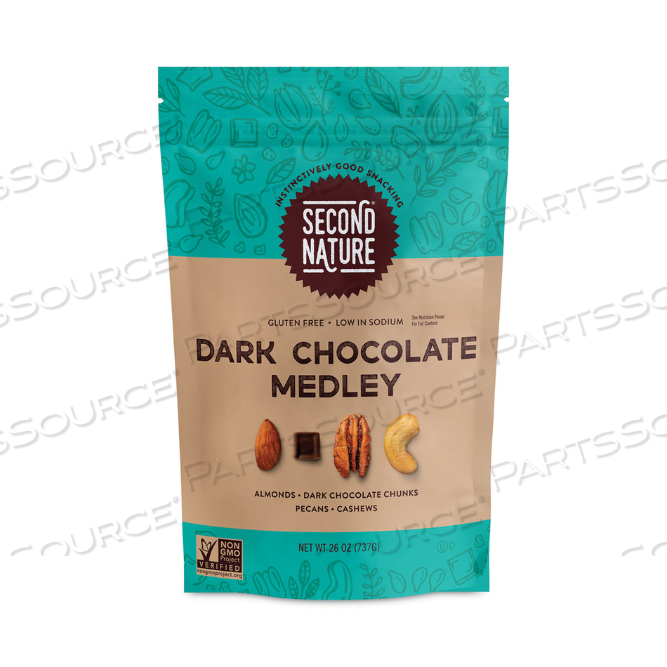 DARK CHOCOLATE MEDLEY TRAIL MIX, 26 OZ RESEALABLE POUCH 