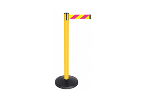 BARRIER POST YELLOW POST 2 BELT W by Queueway