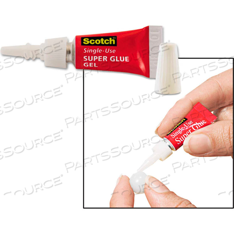 SCOTCH SINGLE USE SUPER GLUE, 1/2 GRAM TUBE, NO-RUN GEL, 4/PK 