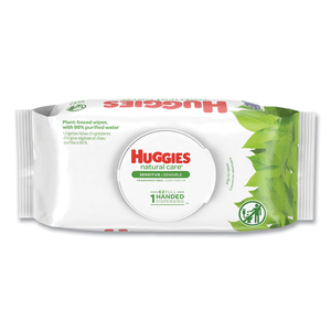 NATURAL CARE SENSITIVE BABY WIPES, 3.88 X 6.6, UNSCENTED, WHITE, 56/PACK, 8 PACKS/CARTON by Huggies