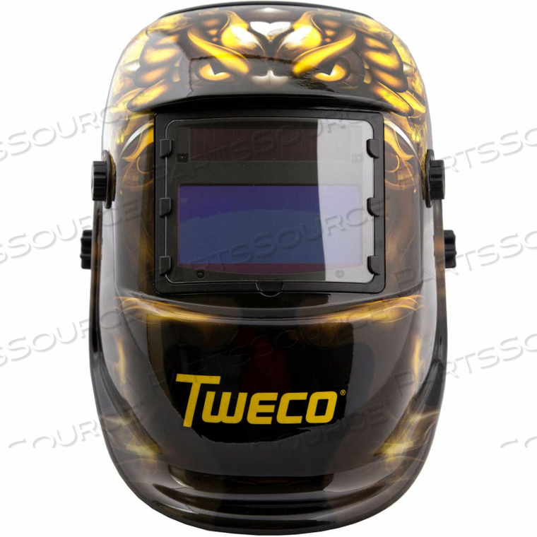 TWECO AUTO-DARKENING WELDING HELMET, DRAGON, 3.86" X 1.69" VIEWING AREA, 5 POINT HEAD GEAR 