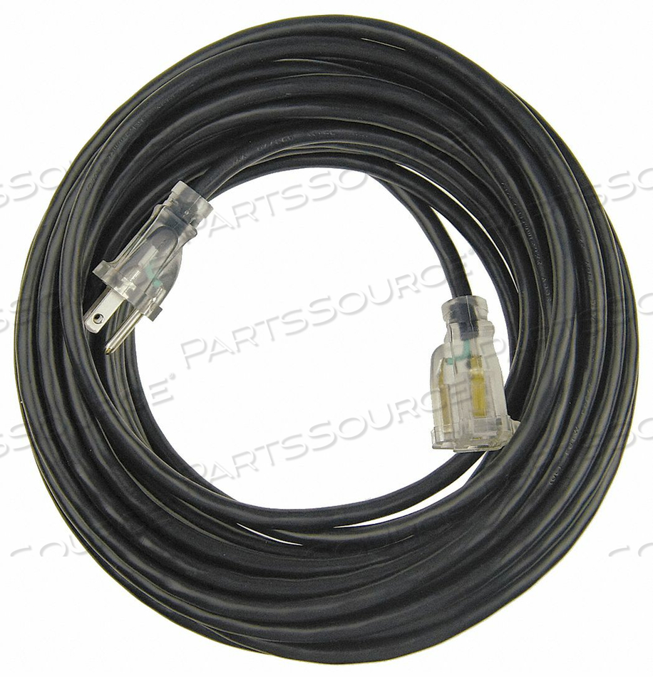LIGHTED EXTENSION CORD, LOCATION OUTDOOR, CORD LENGTH 50 FT, WIRE SIZE 16 AWG, MAX. AMPS 13 A, VOLTAGE 125V AC, PLUG CONFIGURATION NEMA 5-15 by Power First