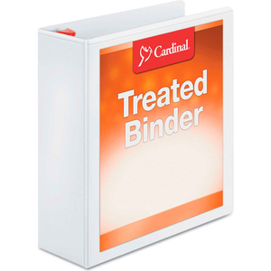TREATED CLEARVUE LOCKING SLANT-D RING BINDER, 3" CAPACITY, WHITE by Cardinal