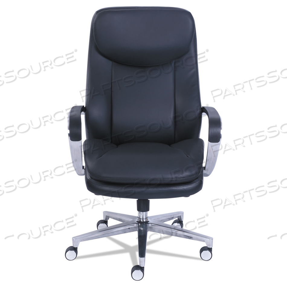 COMMERCIAL 2000 HIGH-BACK EXECUTIVE CHAIR, SUPPORTS UP TO 300 LB, 20.25" TO 23.25" SEAT HEIGHT, BLACK SEAT/BACK, SILVER BASE 
