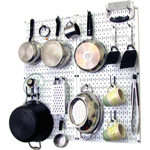 KITCHEN PEGBOARD PACK STORAGE & ORGANIZATION KIT, WHITE/BLACK, 32" X 32" X 6" by Wall Control Pegboard