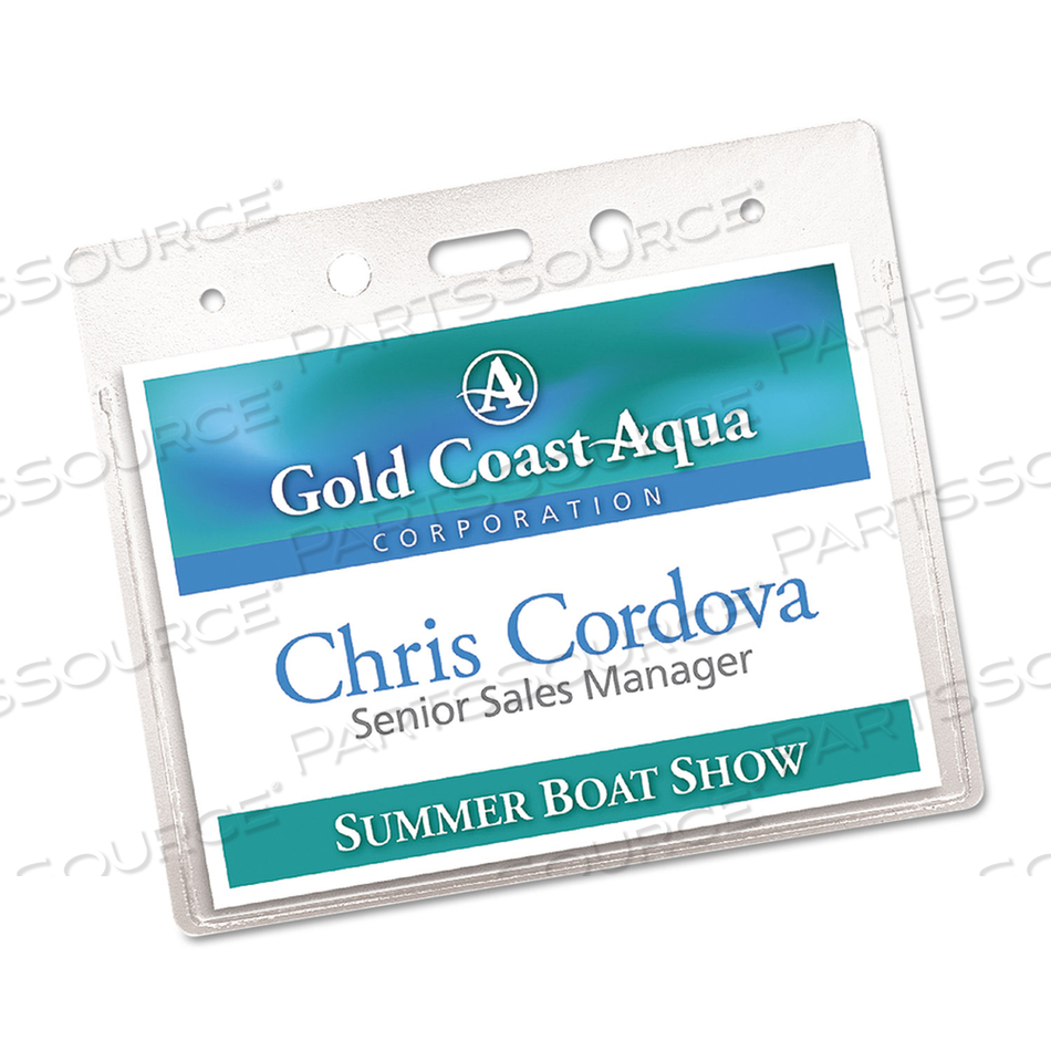 SECURE TOP HEAVY-DUTY BADGE HOLDERS, HORIZONTAL, 4W X 3H, CLEAR by Avery