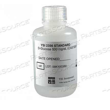 GLUCOSE LINEARITY STANDARD SOLUTION, 500 MG/DL CONTAINER, GLUCOSE, EDTA, SODIUM BENZOATE, WATER, LIQUID, CLEAR, COLORLESS, 212 DEG F, 6.5 TO by YSI Incorporated