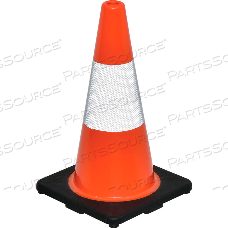 18" TRAFFIC CONE, REFLECTIVE, BLACK BASE, 3 LBS by Jinyun Granchess Rubber & Plastics Co.Lt