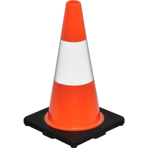 18" TRAFFIC CONE, REFLECTIVE, BLACK BASE, 3 LBS by Jinyun Granchess Rubber & Plastics Co.Lt