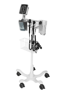 MOBILE DIAGNOSTIC STATION - ROLLSTAND, OPHTHAL & OTO, DISPENSER, ANEROID & CUFF. [COMPATIBLE W/ WELCH ALLYN HALOGEN HEADS] by Amico Accessories
