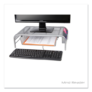 RAISE METAL MESH MONITOR STAND WITH DRAWER, 20" X 12" X 5.75", SILVER, SUPPORTS 25 LBS by Mind Reader