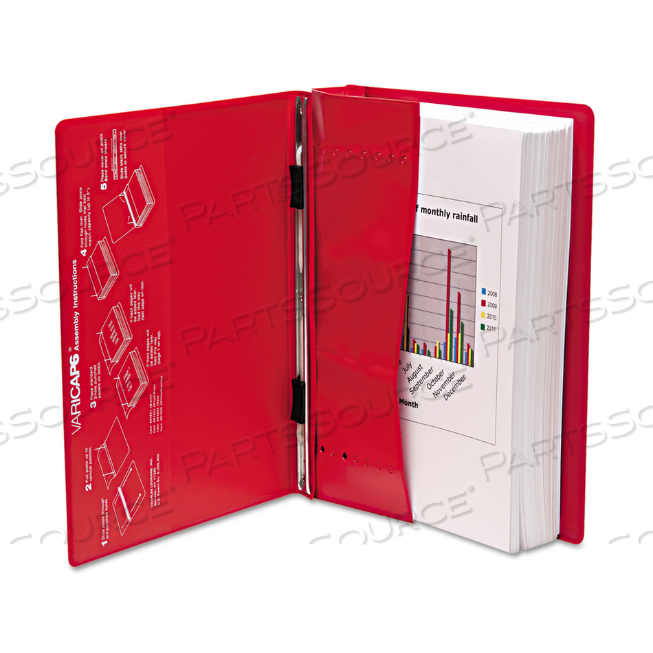 VARICAP EXPANDABLE BINDER, 2 POSTS, 6" CAPACITY, 11 X 8.5, RED by Charles Leonard