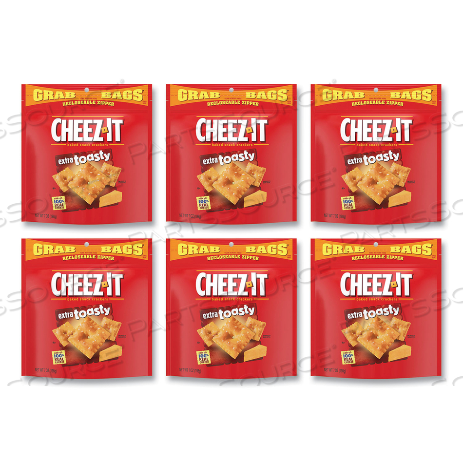 BAKED SNACK CRACKERS, EXTRA TOASTY CHEESE, 7 OZ BAG, 6/CARTON 