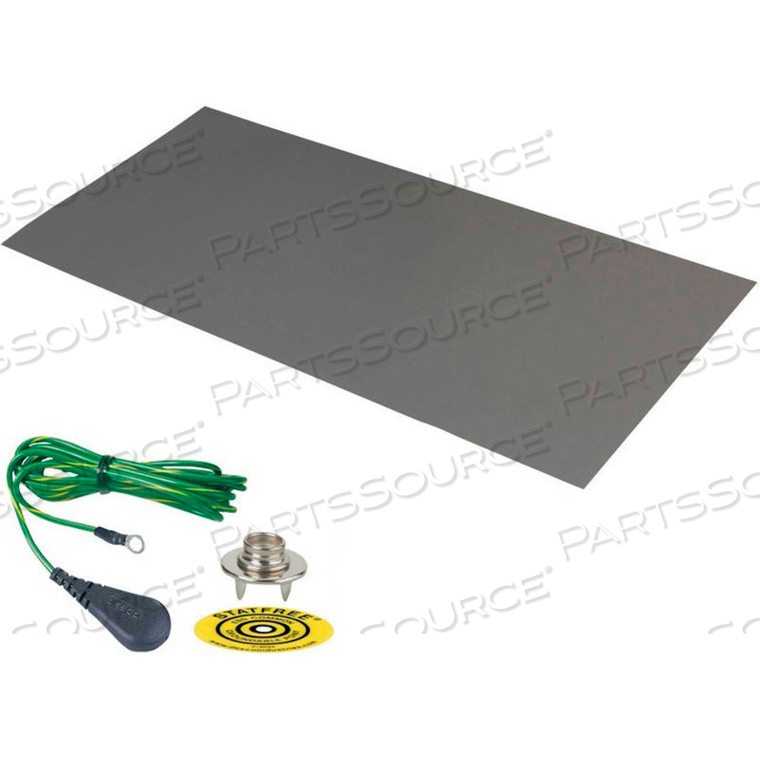 DUAL LAYER RUBBER MAT WITH GROUND 30"D X 60"W - GRAY by Desco