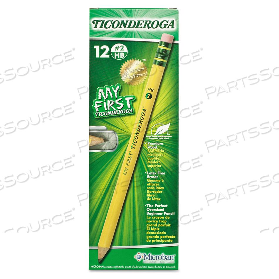 MY FIRST WOODCASE PENCIL WITH ERASER, HB (#2), BLACK LEAD, YELLOW BARREL by Dixon Ticonderoga