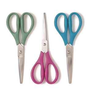 U-ECO SCISSORS, CONCAVE TIP, 9.45" LONG, 3" CUT LENGTH, ASSORTED STRAIGHT HANDLE, 3/PACK by U Brands