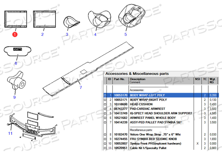 BODY WRAP, LEFT, POLYESTER, FOR USE WITH: FOR SPECT/CT SCANNER by Siemens Medical Solutions