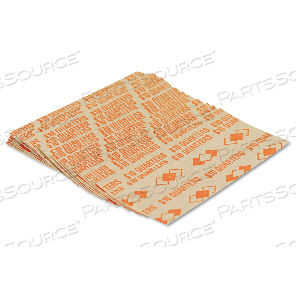 TUBULAR COIN WRAPPERS, QUARTERS, $10, POP-OPEN WRAPPERS by Iconex