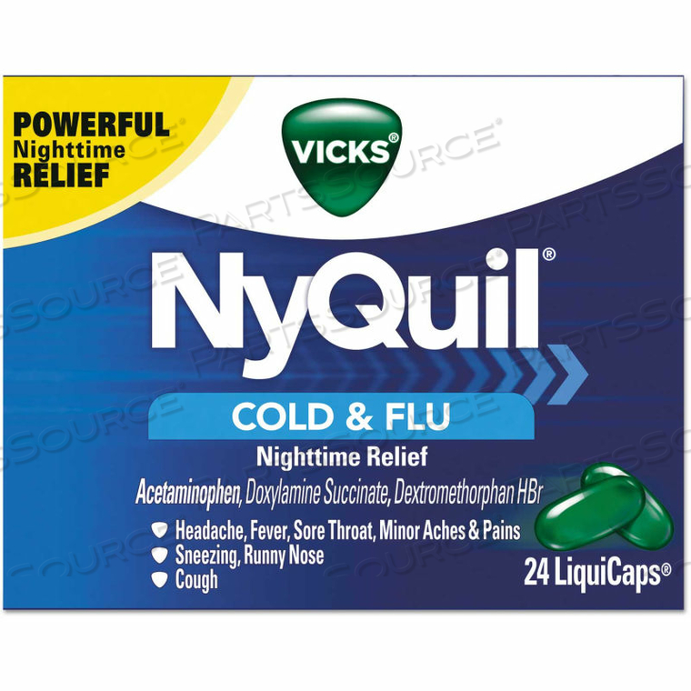 NYQUIL COLD & FLU NIGHTTIME LIQUICAPS, 24/BOX 